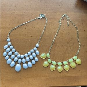 Bold gem statement necklaces white/green gems